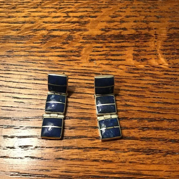 Jewelry - Vintage Unique Lapis Lazuli/Silver Earrings